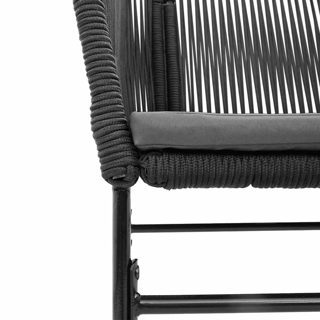 Set Pranzo da Giardino 7 pz Nero con Cuscini Polyrattan Vetro