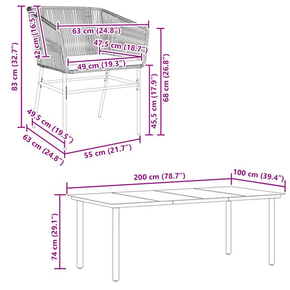 Set da Pranzo da Giardino 9 pz con Cuscini Polyrattan Vetro