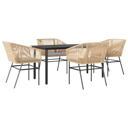 Set da Pranzo da Giardino 5pz con Cuscini Polyrattan Vetro | homemem39