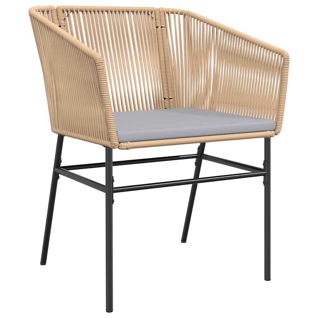 Set Pranzo da Giardino 7pz con Cuscini Marrone Polyrattan Vetro