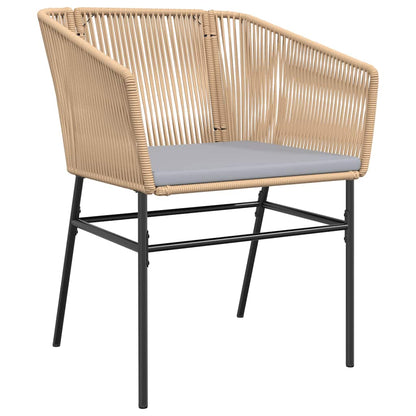 Set Pranzo da Giardino 7pz con Cuscini Marrone Polyrattan Vetro