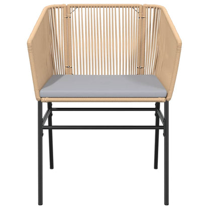 Set Pranzo da Giardino 7pz con Cuscini Marrone Polyrattan Vetro