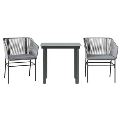 Set da Pranzo da Giardino 3 pz con Cuscini in Polyrattan Vetro | homemem39
