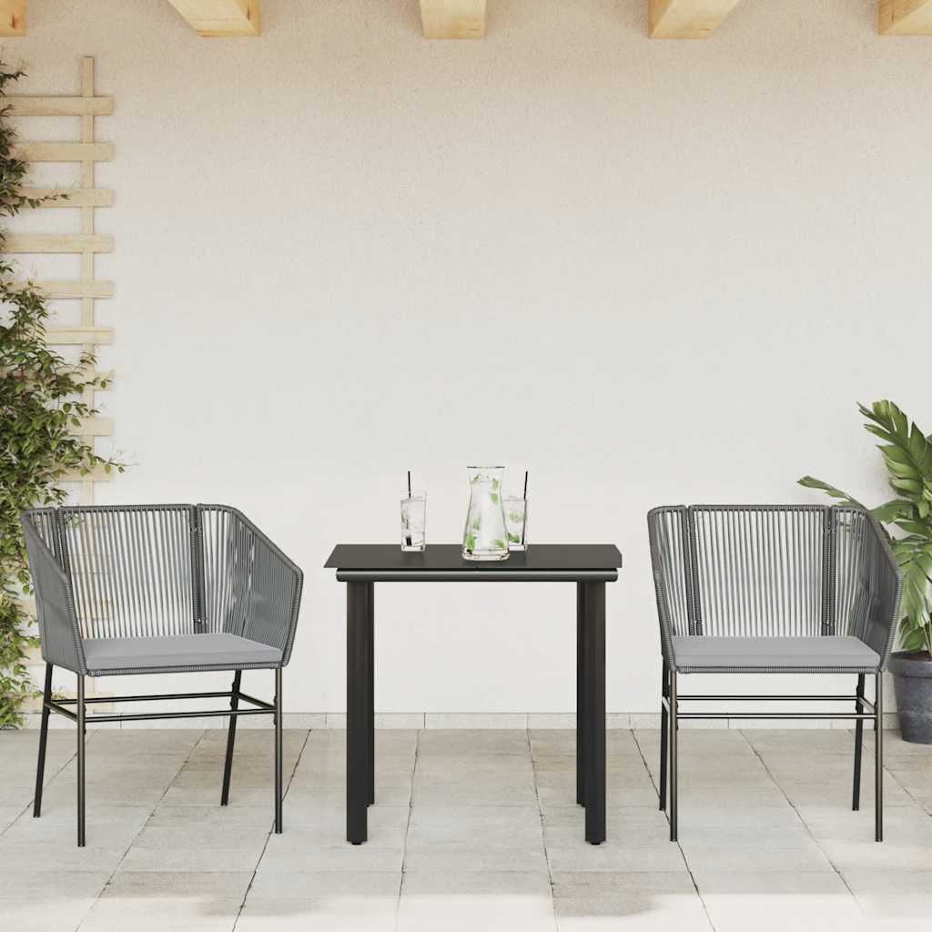 Set da Pranzo da Giardino 3 pz con Cuscini in Polyrattan Vetro | homemem39