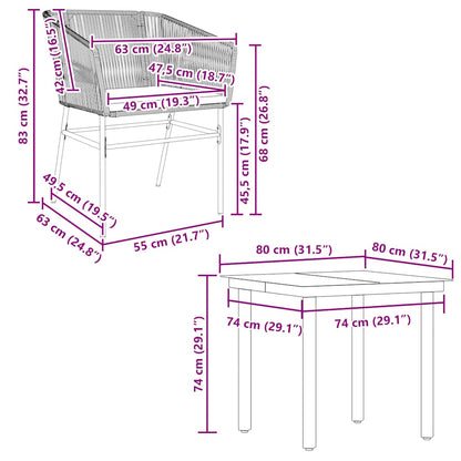 Set da Pranzo da Giardino 5 pz con Cuscini Polyrattan Vetro | homemem39