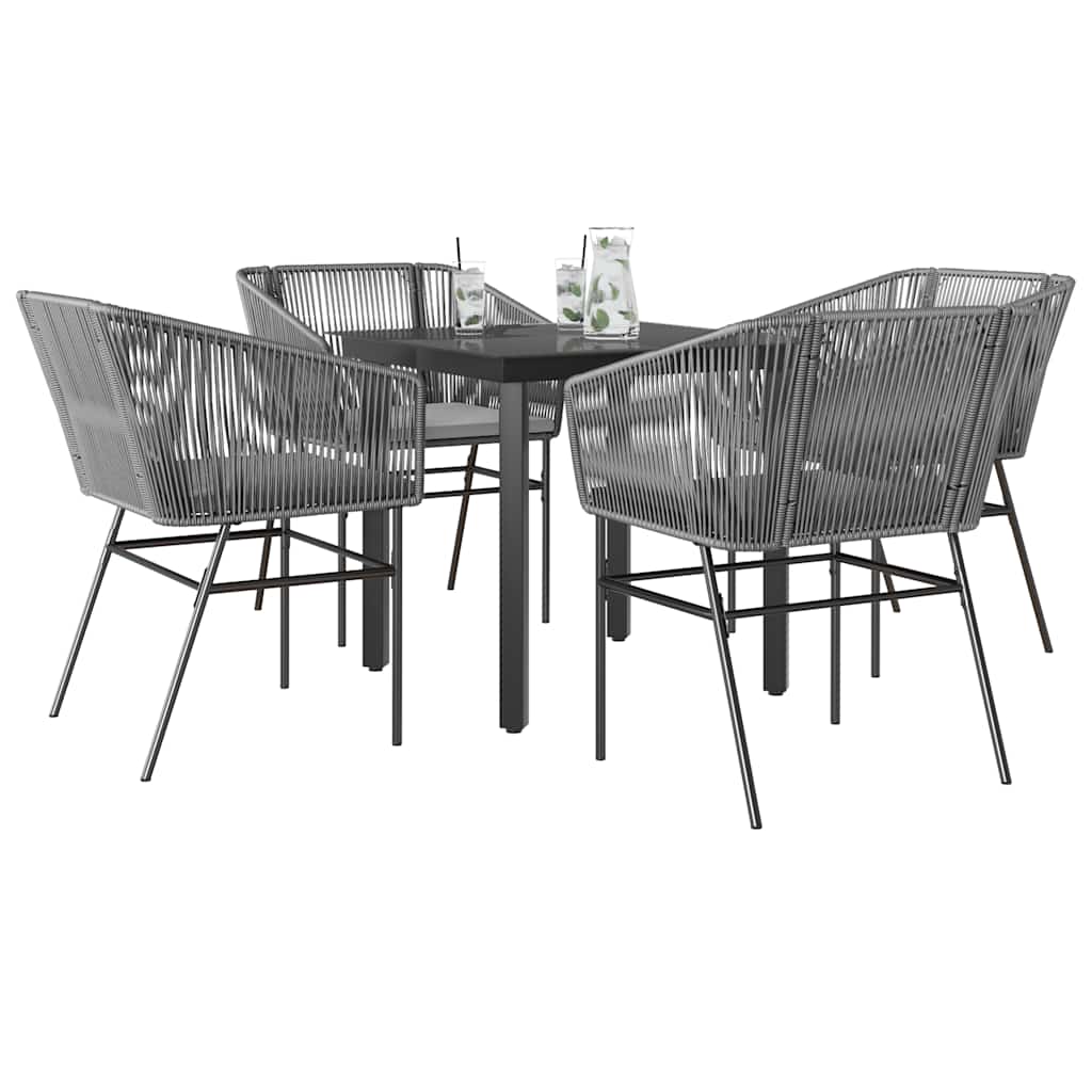 Set da Pranzo da Giardino 5 pz con Cuscini Polyrattan Vetro | homemem39