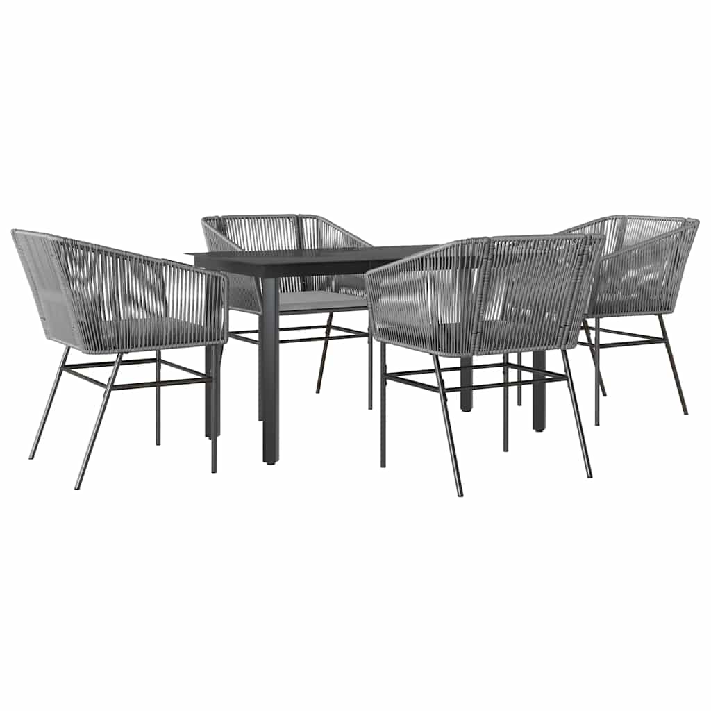Set da Pranzo da Giardino 5 pz con Cuscini Polyrattan Vetro | homemem39