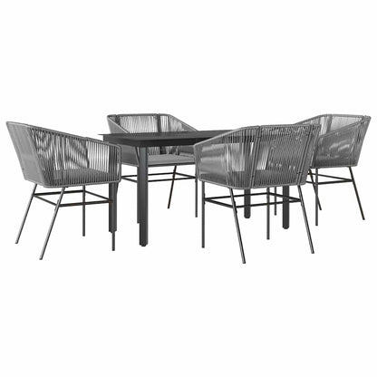 Set da Pranzo da Giardino 5 pz con Cuscini Polyrattan Vetro | homemem39