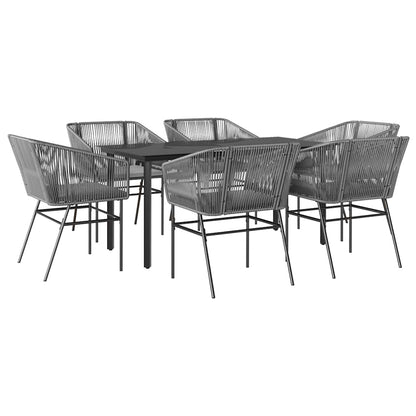 Set da Pranzo da Giardino 7 pz con Cuscini Polyrattan Vetro