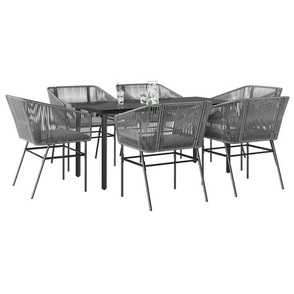 Set da Pranzo da Giardino 7 pz con Cuscini Polyrattan Vetro