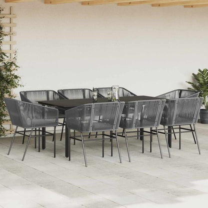 Set da Pranzo da Giardino 9 pz con Cuscini Polyrattan Vetro