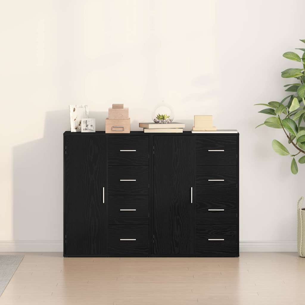Sideboards 2 pcs Rovere nero 60 x 31 x 84 cm Legno multistrato - homemem39