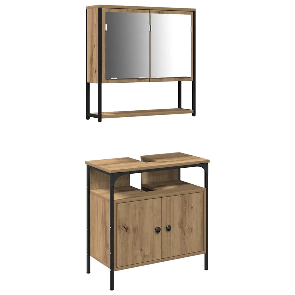 Set di mobili per il bagno 2 pz Marrone 60 x 30 x 60 cm | homemem39