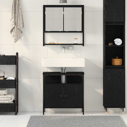 Set di mobili per il bagno 2 pcs Nero Legno multistrato | homemem39