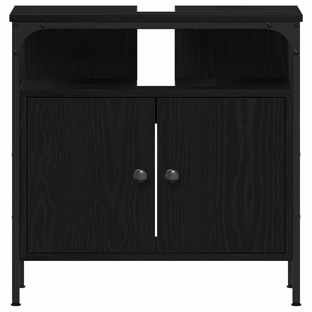 Set di mobili per il bagno 2 pcs Nero Legno multistrato | homemem39