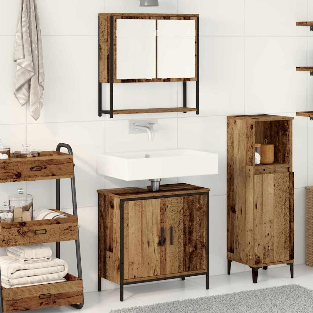 Set di mobili per il bagno 2 pcs Marrone Legno multistrato | homemem39