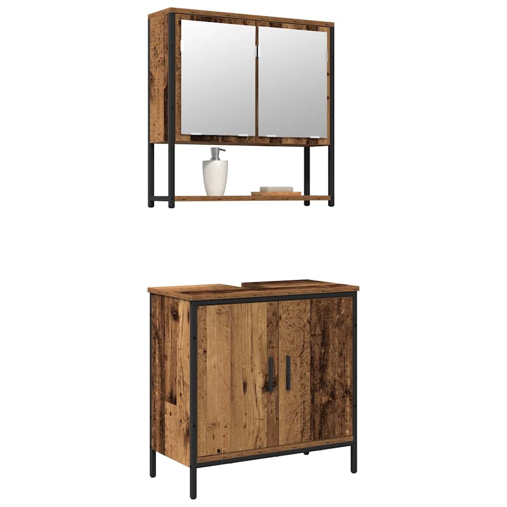 Set di mobili per il bagno 2 pcs Marrone Legno multistrato | homemem39