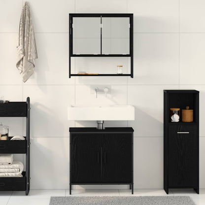 Set di mobili per il bagno 2 pcs Nero Legno multistrato | homemem39
