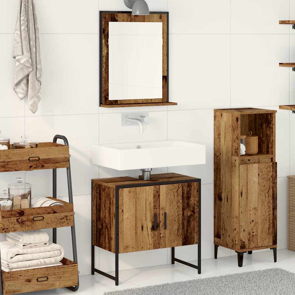 Set di mobili per il bagno 2 pcs Marrone Legno multistrato | homemem39
