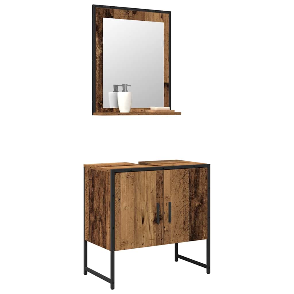Set di mobili per il bagno 2 pcs Marrone Legno multistrato | homemem39
