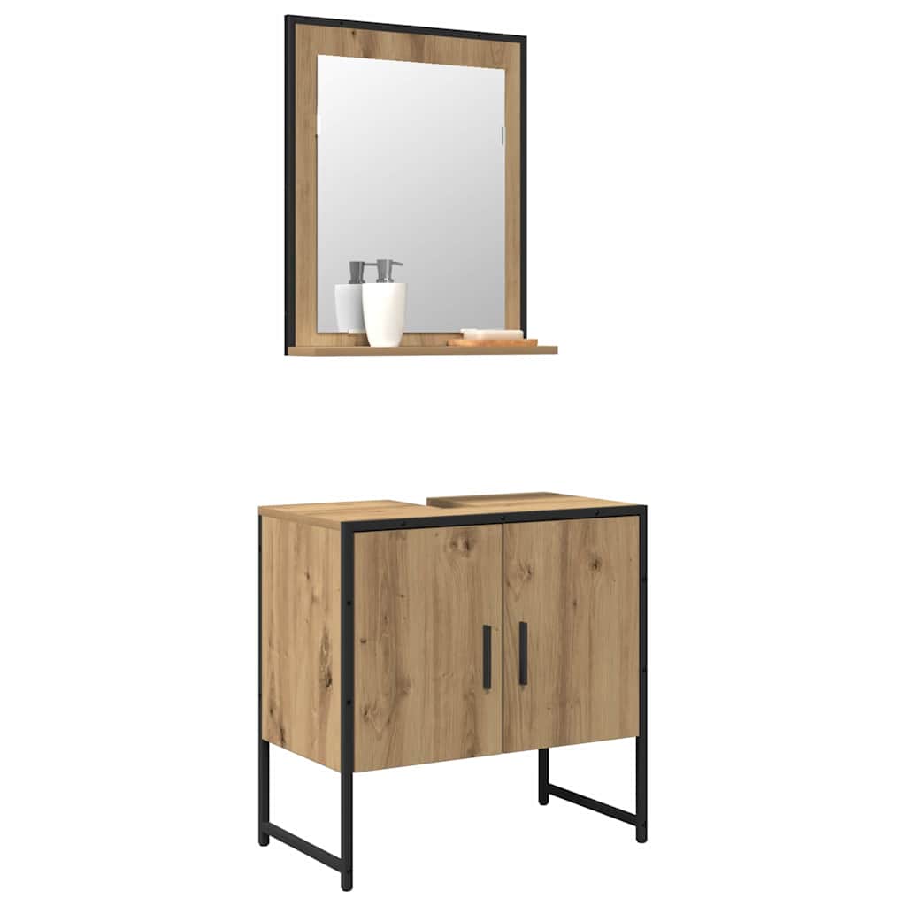 Set di mobili per il bagno 2 pcs Marrone Legno multistrato