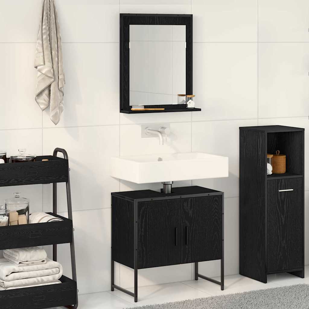 Set di mobili per il bagno 2 pcs Nero Legno multistrato | homemem39