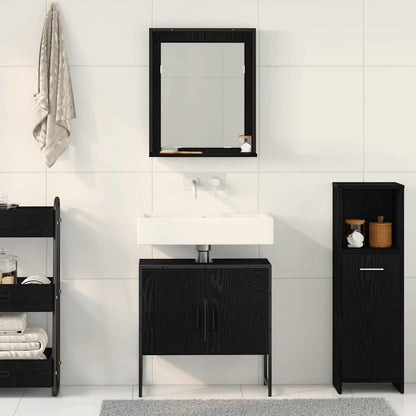 Set di mobili per il bagno 2 pcs Nero Legno multistrato | homemem39