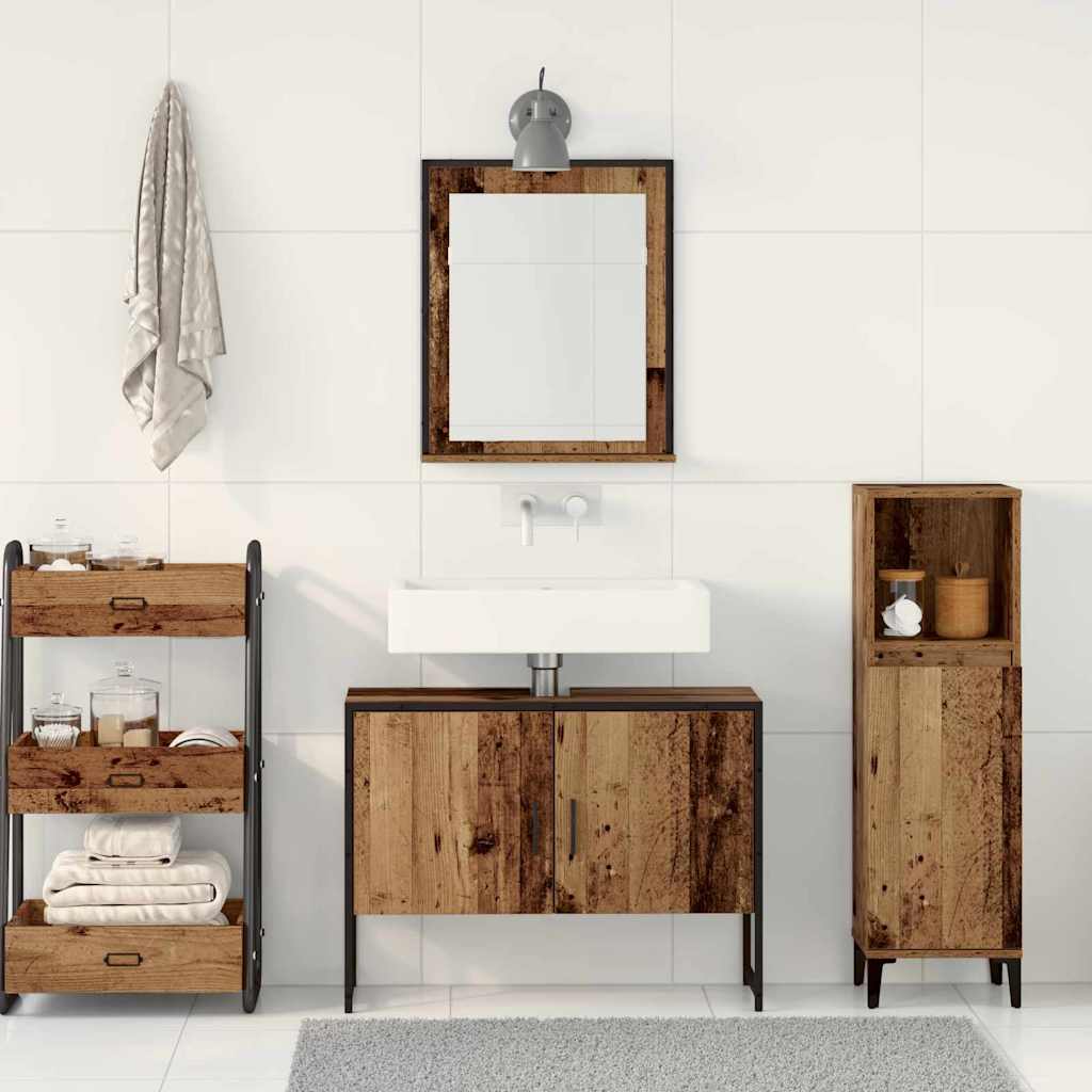 Set di mobili per il bagno 2 pcs Marrone Legno multistrato | homemem39