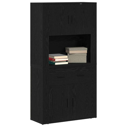 Highboard Rovere nero 80 x 33 x 150 cm Legno multistrato - homemem39