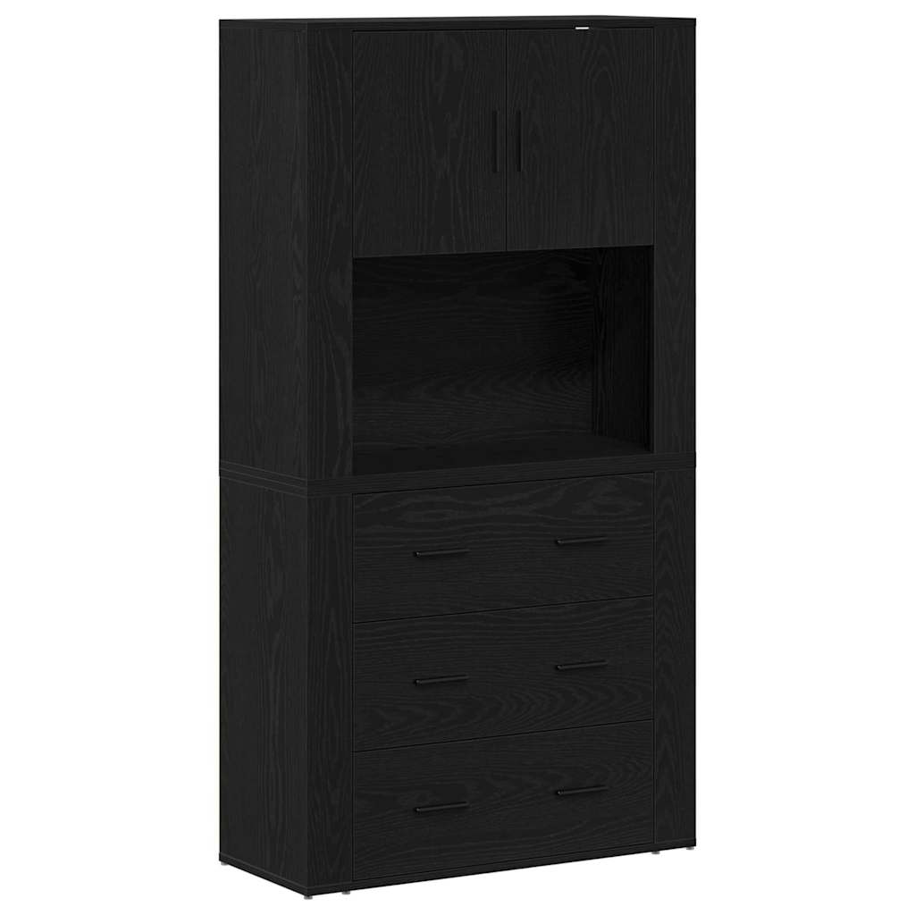 Alta Cassettiera Rovere nero 80 x 33 x 150 cm Legno multistrato - homemem39
