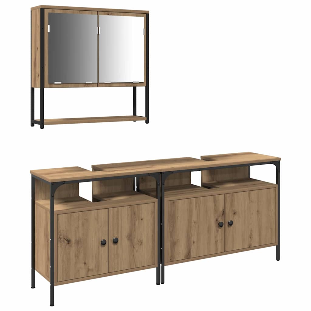 Set di mobili per il bagno 3 pz Marrone 80 x 30 x 60 cm | homemem39