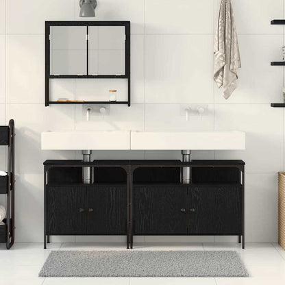 Set di mobili per il bagno 3 pcs Nero Legno multistrato | homemem39