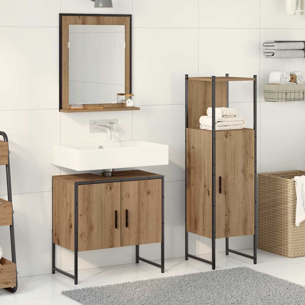 Set di mobili per il bagno 3 pcs Marrone Legno multistrato
