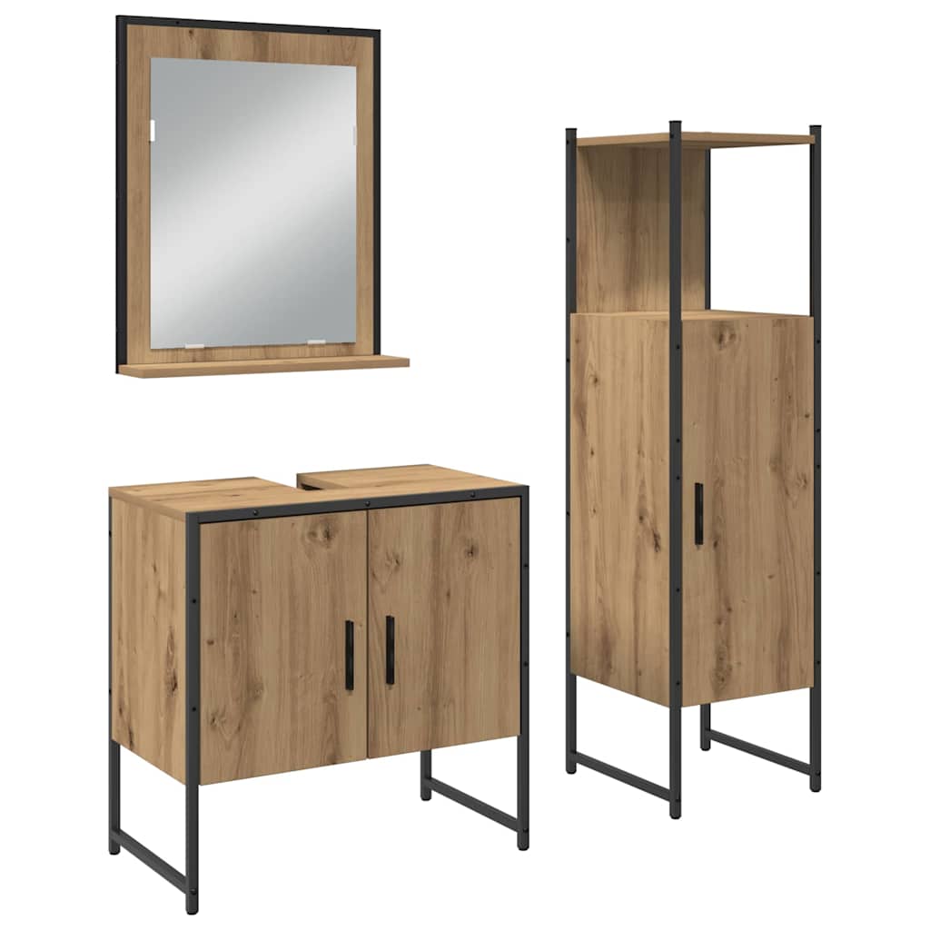 Set di mobili per il bagno 3 pcs Marrone Legno multistrato