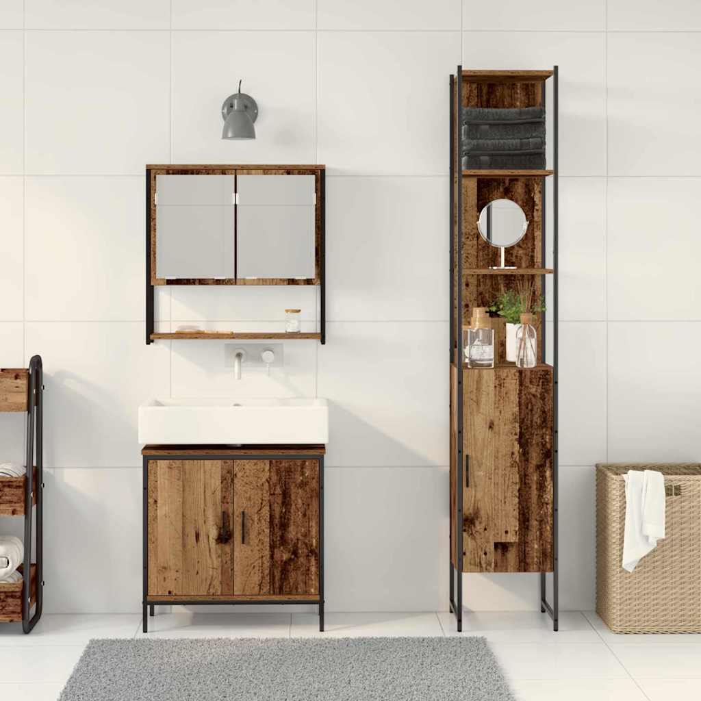 Set di mobili per il bagno 3 pcs Marrone Legno multistrato | homemem39