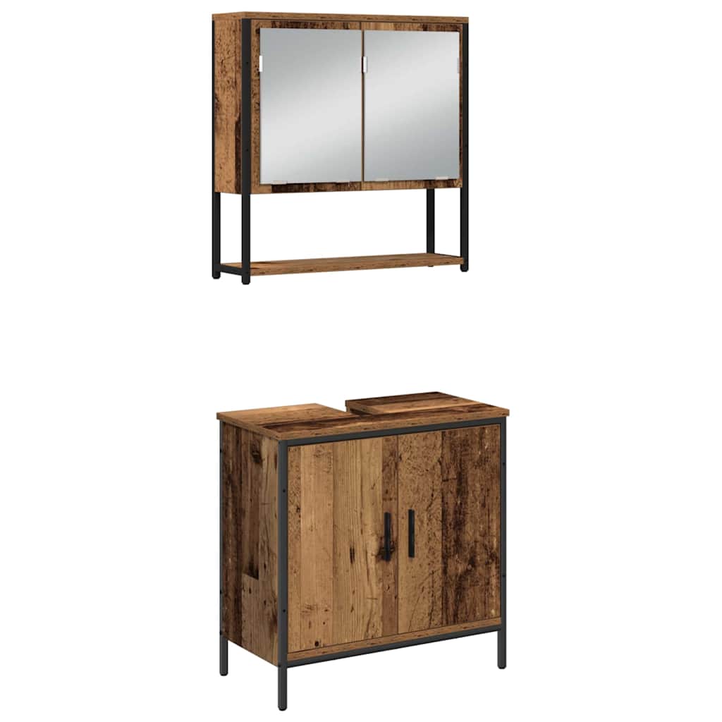 Set di mobili per il bagno 3 pcs Marrone Legno multistrato | homemem39
