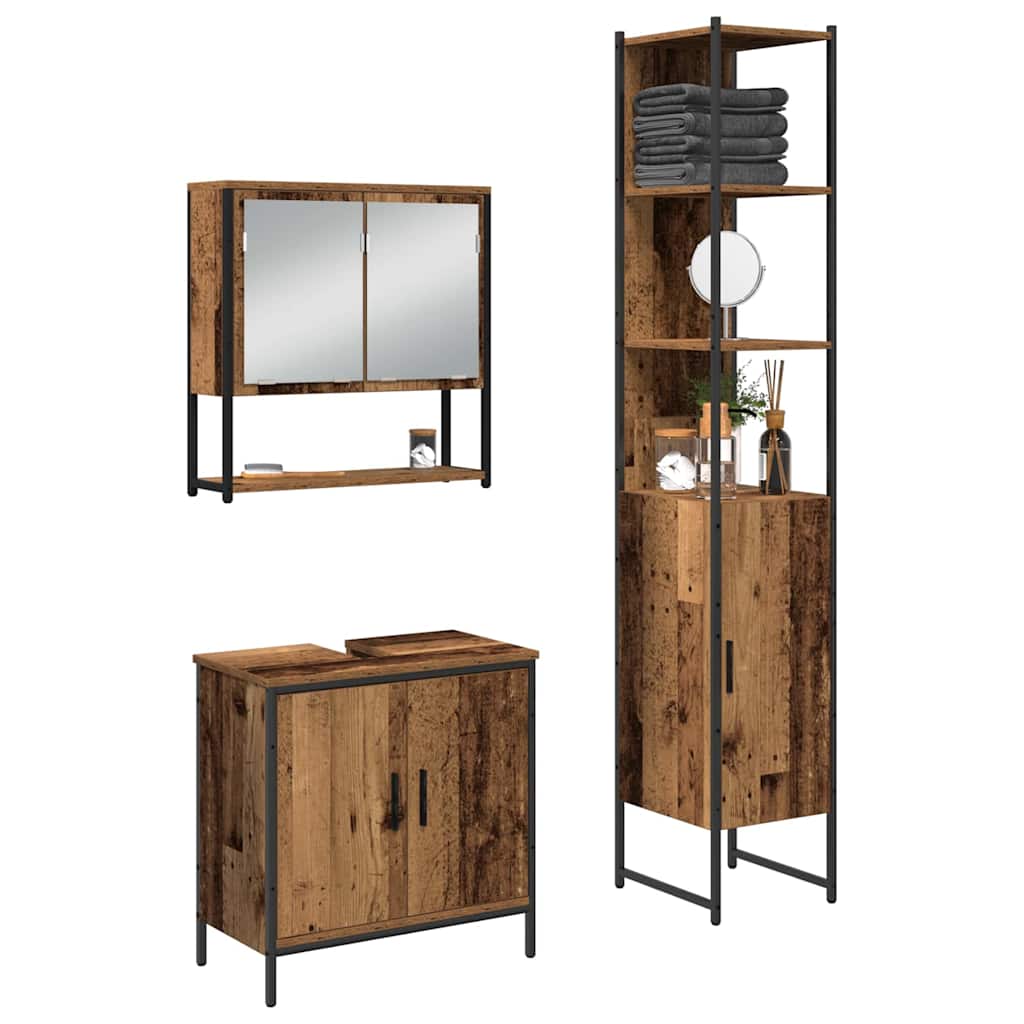 Set di mobili per il bagno 3 pcs Marrone Legno multistrato | homemem39