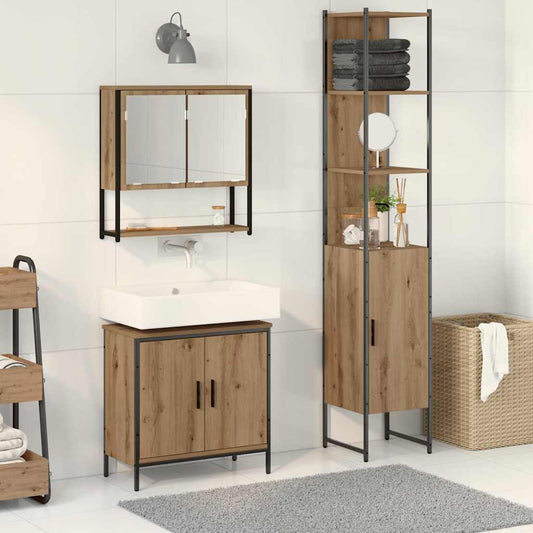 Set di mobili per il bagno 3 pz Marrone 33 x 33 x 185,5 cm | homemem39
