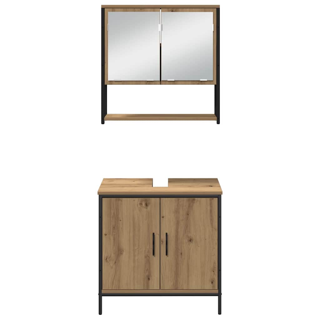 Set di mobili per il bagno 3 pz Marrone 33 x 33 x 185,5 cm | homemem39