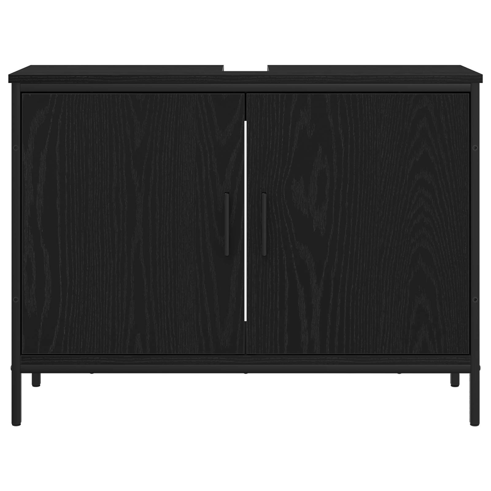 Set di mobili per il bagno 3 pcs Nero Legno multistrato | homemem39