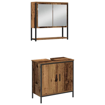 Set di mobili per il bagno 3 pcs Marrone Legno multistrato | homemem39