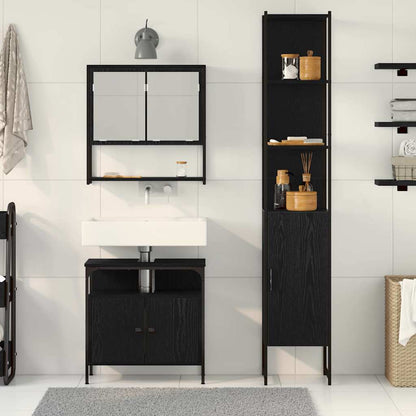 Set di mobili per il bagno 3 pcs Rovere Nero Legno multistrato | homemem39