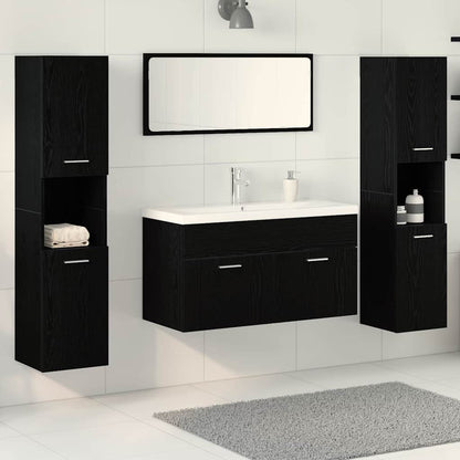Set di mobili per il bagno 4 pcs Rovere Nero Legno multistrato | homemem39