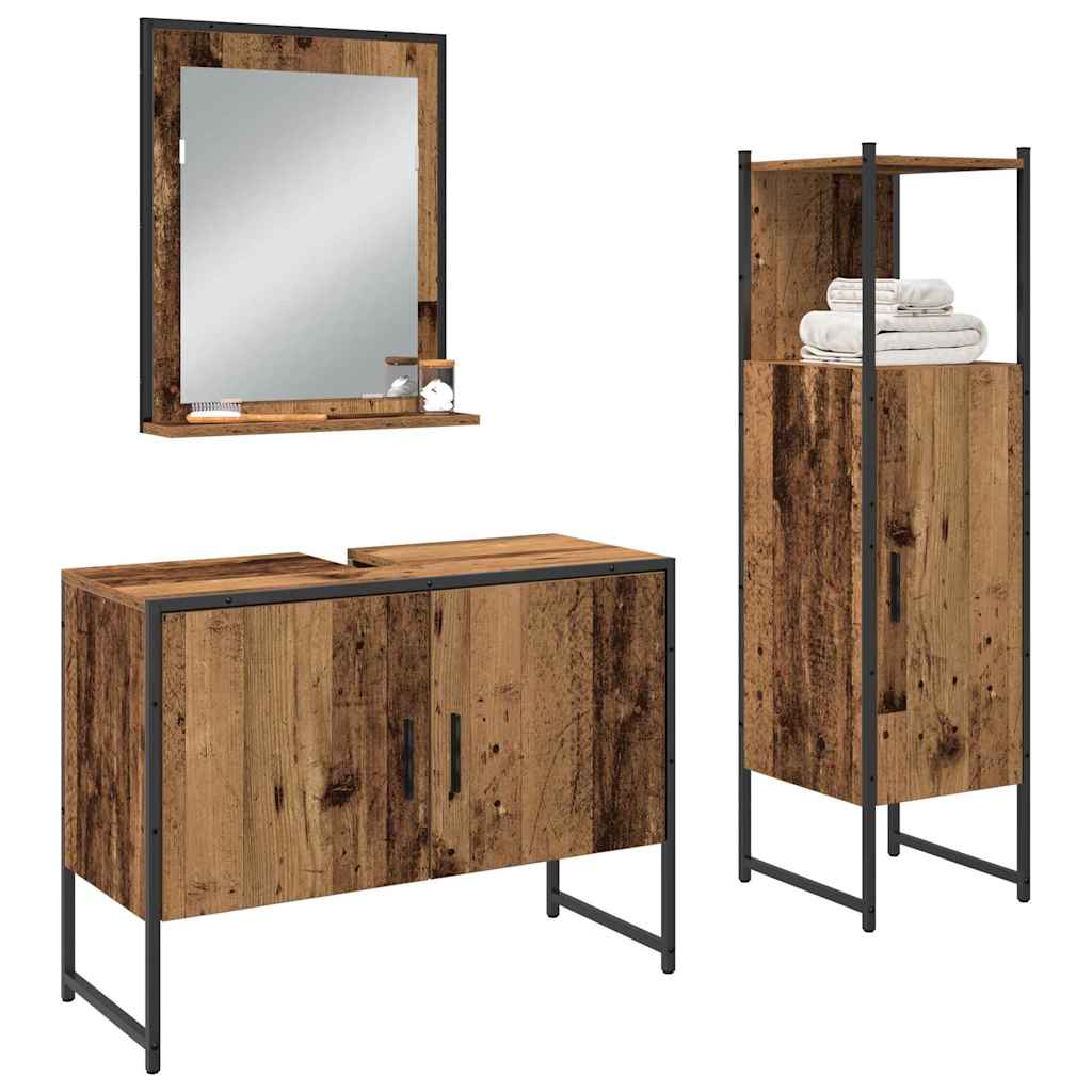 Set di mobili per il bagno 3 pcs Marrone Legno multistrato | homemem39
