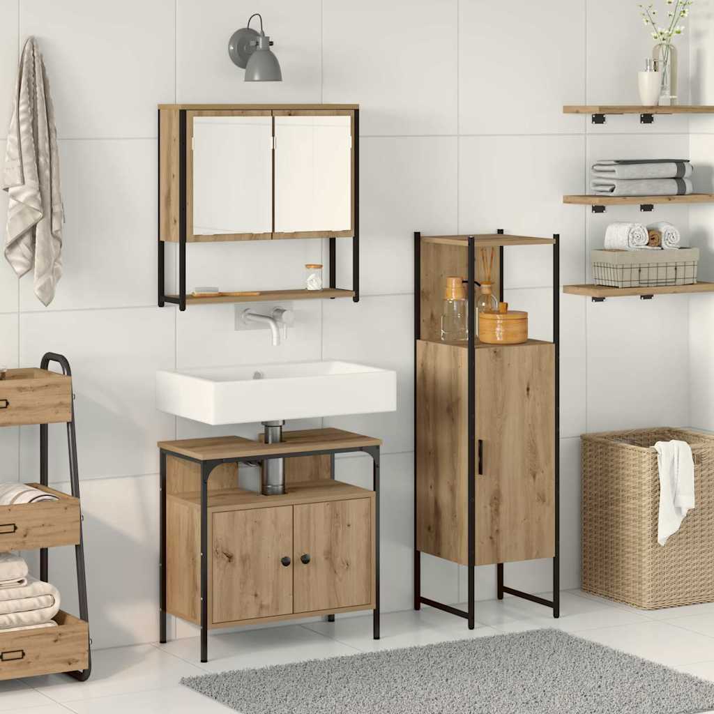 Set di mobili per il bagno 3 pz Marrone 33 x 33 x 120,5 cm | homemem39