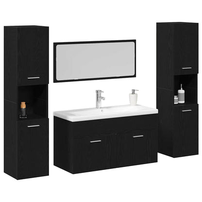 Set di mobili per il bagno 4 pcs Rovere Nero Legno multistrato | homemem39