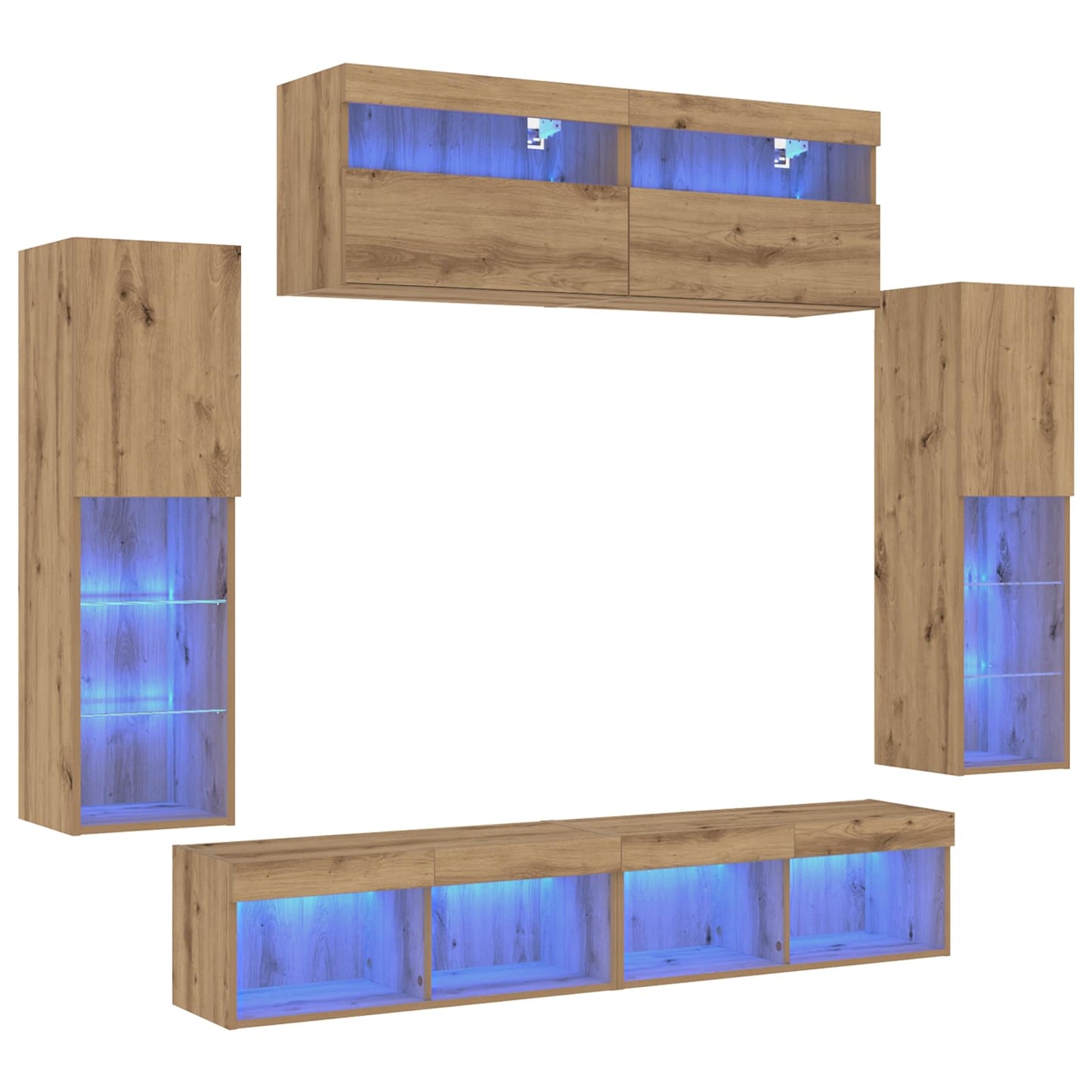 Set mobile TV 6 pcs rovere artigianale Legno multistrato