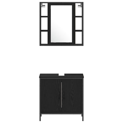 Unità da Bagno con lo scaffale 3 pcs Nero Legno multistrato | homemem39
