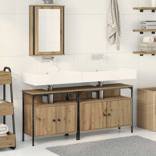 Unità da Bagno con lo scaffale 3 pcs Marrone Legno multistrato | homemem39