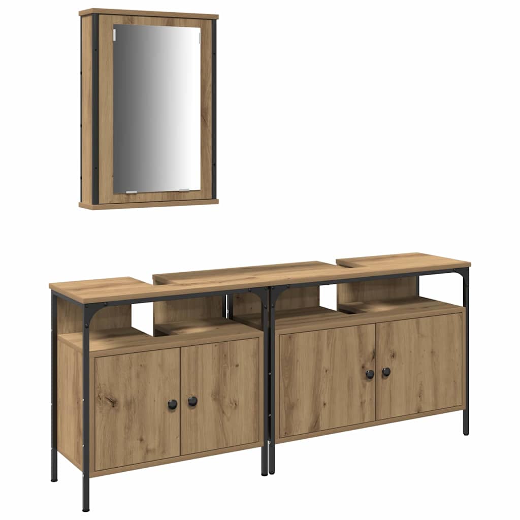 Unità da Bagno con lo scaffale 3 pcs Marrone Legno multistrato | homemem39
